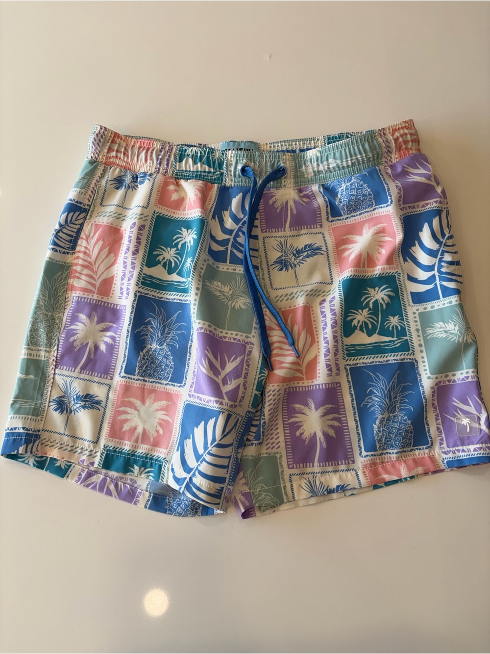 Men's Malibu Beach Club Pastel Tropical Print Swim Shorts - Multicolor